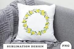 Watercolor Lemons Wreath png Product Image 3