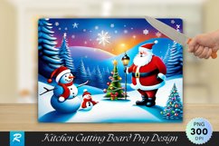 Whimsical Santa And Snowman Christmas Cutting Board PNG Product Image 1