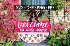 Welcome To Our Home, Door Hanger SVG, Dog Round Sign SVG Product Image 2
