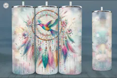 Boho Hummingbird Tumbler Sublimation, 20 oz Tumbler Wrap Product Image 3