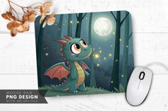 Serene Dragon in a Moonlit Forest Mouse Pad Design Product Image 1