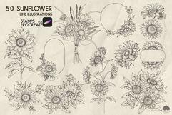 Sunflower Procreate stamp brushes Product Image 3