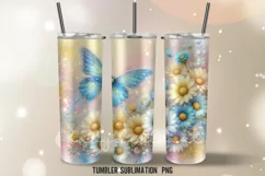 Seamless Daisy Butterfile Tumbler Warp Design | Tumbler Wrap Product Image 3