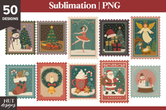 Christmas Bundle Postage Stamp 50 png Christmas illustration Product Image 3