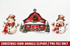 Watercolor Christmas Farm Clipart Product Image 1
