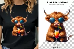 Highland Cow, Beach Vacation, Summer PNG, Sublimation Print Product Image 1