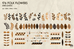 Folk Flowers and Leaves SVG PNG EPS AI Product Image 3