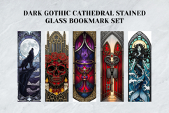 Dark Gothic Cathedral Stained Glass Bookmark Set Product Image 3