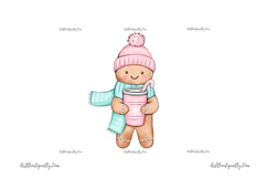 Pink Christmas Cookie Clipart Set Product Image 2