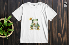 Watercolor Frog With Daisy Clipart Sublimation PNG Product Image 2