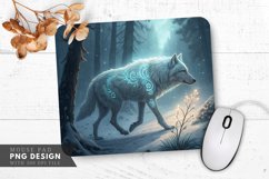 Mystical Wolf in Eternal Snow Mouse Pad PNG Design Product Image 1