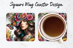 Girl Mug coaster | Coaster | Sublimation Design Product Image 1