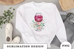 Watercolor Wine Glass Floral clipart Product Image 3