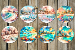 Beach Life | 8 summer Car coaster &amp; key chain designs Product Image 3