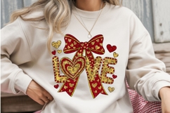 LOVE Valentine Glitter Bow Sublimation PNG Product Image 2