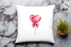 Heart Lollipop with Bow Clipart Sublimation PNG Product Image 3