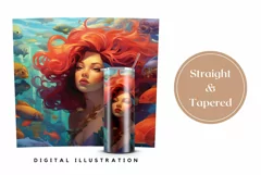 Gorgeous Red Hair Mermaid Sublimation Design, Tumbler Wrap Product Image 3