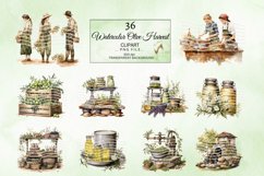 Watercolor Olive Harvesting Time Clipart Bundle Product Image 4