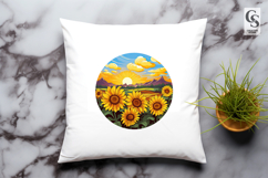 Sunflower Landscape Clipart Sublimation PNG Product Image 3