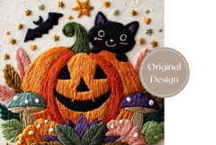 Knitted Halloween Tumbler PNG, Halloween Black Cat Tumbler Product Image 3