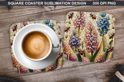 Flowers Coaster Sublimation, Spring Flowers Coaster PNG Product Image 1