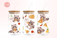 Cute Pizza Lover Cute Raccoon Can Glass Wrap PNG Libbey Product Image 2
