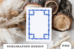 Watercolor Blue Bamboo Frame PNG Product Image 3