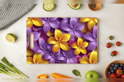 Purple &amp; Yellow 3D Flowers Cutting Boards sublimation Design Product Image 3