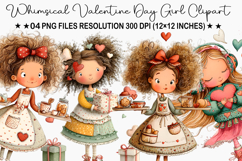 Whimsical Valentine Day Girl Clipart Product Image 1