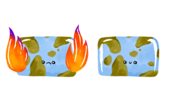 ad Earth on Fire Clipart Set Hand Drawn Climate Change Product Image 6