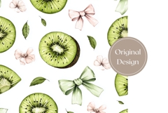 Watercolor Kiwi Tumbler Wrap, Fruits Tumbler Template Product Image 3