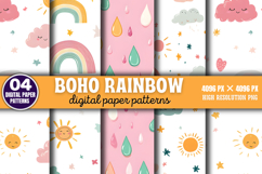 Boho Rainbow Digital Paper Background PNG Product Image 1
