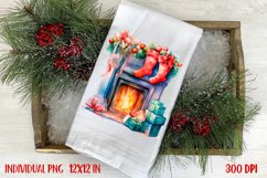 Fireplace PNG. Christmas Kitchen Towel Sublimation Product Image 1