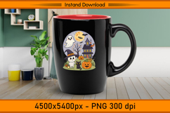 Cute Christmas Ghost Cat and Pumpkin House PNG Product Image 3