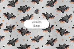 Cute Halloween Bat Seamless Pattern Watercolor Design Product Image 1
