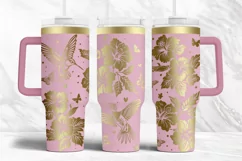40oz Tumbler laser svg wrap|Hummingbird and Hibiscus Flowers Product Image 3