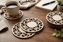Round Monogram Coaster SVG - Laser Cut Blank Ornament File Product Image 1