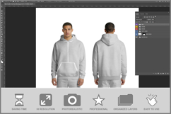 Male Hoodie Front Back Product Image 2