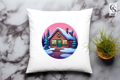 Winter Forest Cabin Clipart Sublimation PNG Product Image 3