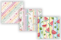 Candy Stripe Digital Paper Pack, Seamless Watercolor Pattern Product Image 3