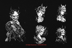 10 Bundle Dark Art Geisha Mask Girl Japanese Oriental Women Product Image 5