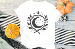 Gothic Moon with Stars and Leaves Halloween SVG PNG Clipart Product Image 2
