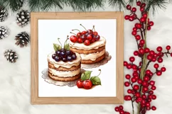 Watercolor Christmas Cakes Clipart, Christmas Clipart Product Image 3