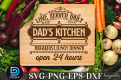 Love served daily Mom&#039;s kitchen SVG, Cutting Board SVG Product Image 1