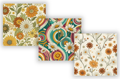 Retro Daisy Y2K Digital Paper Pack, Seamless 70s Floral Product Image 3