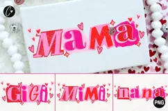 Cut Out Mama Mimi Nana Gigi Valentine PNG - 4 Designs Product Image 1