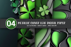 Metallic Clover Leaf Digital Paper Product Image 1