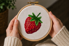 Strawberry cross stitch pattern. Red detailed small berry em Product Image 3