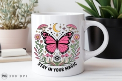 Butterfly Magic Design With Mushrooms And Stars PNG Product Image 2