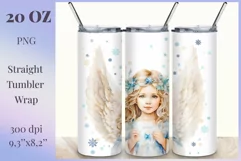 Christmas Sublimation Tumbler Design, Watercolor Cute Angel Product Image 1